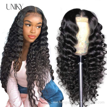 Uniky Factory Direct Sale 360 Full Lace 13*6 Front Long Curly 3in 1 Human Hair Transparent With Braids Loose Deep Wigs